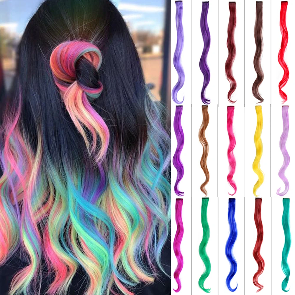 Synthetic Hair Extensions Clip | Colorful Clip Hair Extensions - Synthetic  Hair - Aliexpress