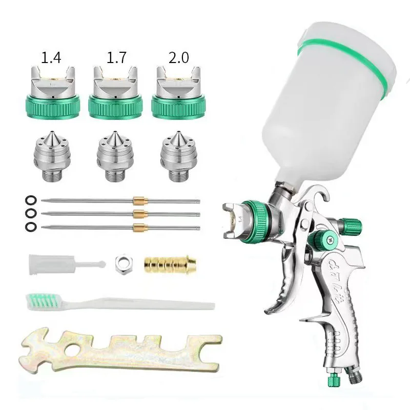 

Professional HVLP Spay Gun 1.4/1.7/2.0mm Nozzle Gravity Airbrush for Car Painting Water Based Air Spray Gun Kit Furniture Wall