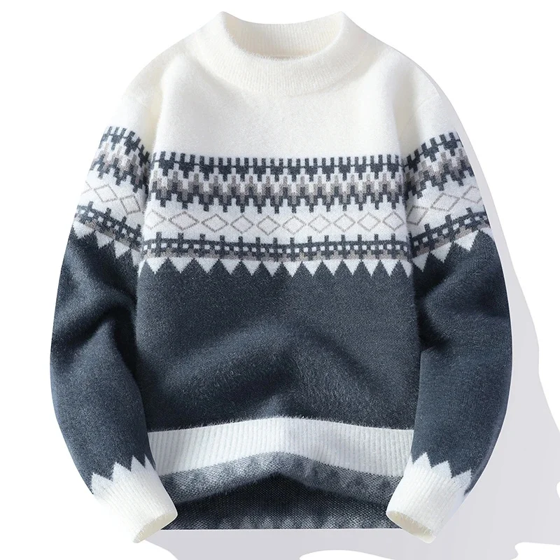 

2023 Autumn/Winter Men new style Sweater Men's Fashion Fancy Casual Sweaters Thick Warm Soft wool pullovers Stripe printing