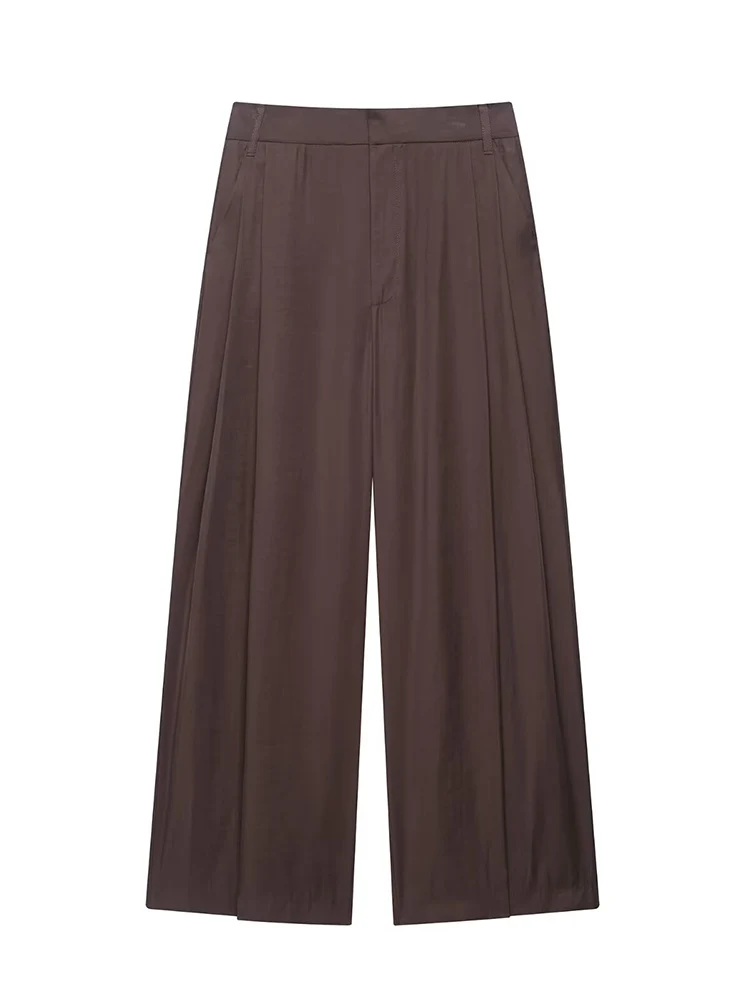 TFMLN Women's Pants Suit Sexy Backless Sleeveless Halter Top Wide Leg Pants Lady Sets 2025 Summer Solid High Street Outwear