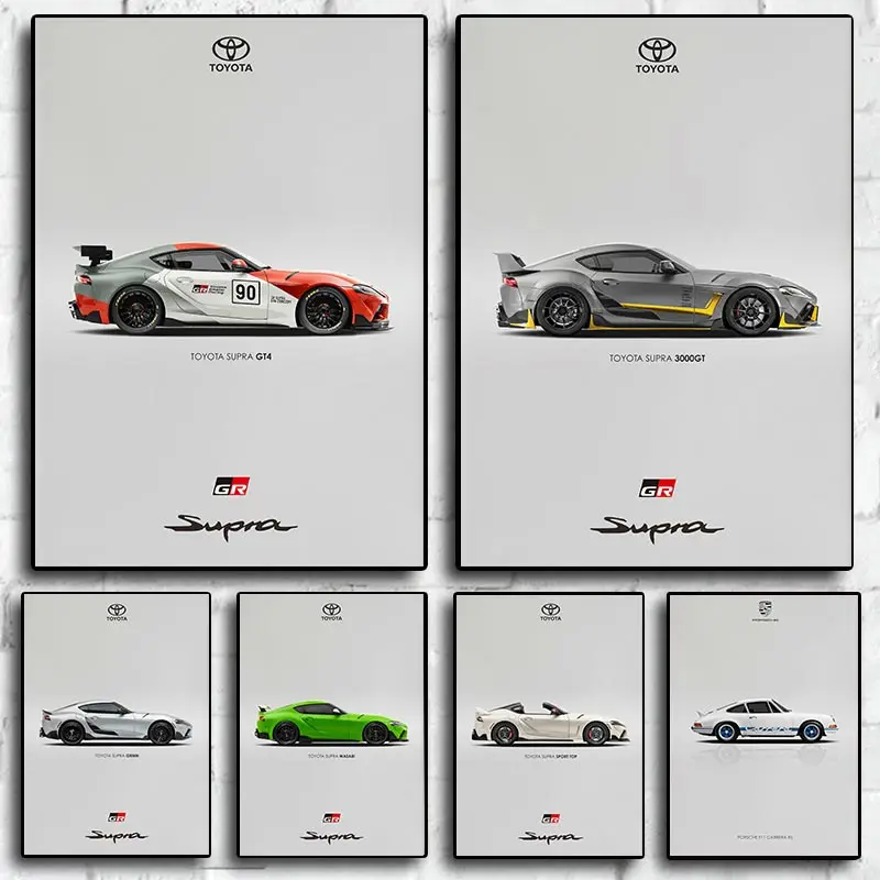 Supra Car Poster Gr Fast And Furious Sport Cars Gtr Racing Car Canvas Painting Racer Motorsport Room Wall Art Picture Home Decor
