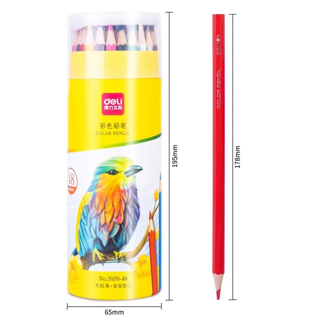 Deli 24 36 48 Set di matite colorate oleose a canna di colore Scatole da disegno a piombo Matita per schizzi a colori per studenti Disegno artistico 2