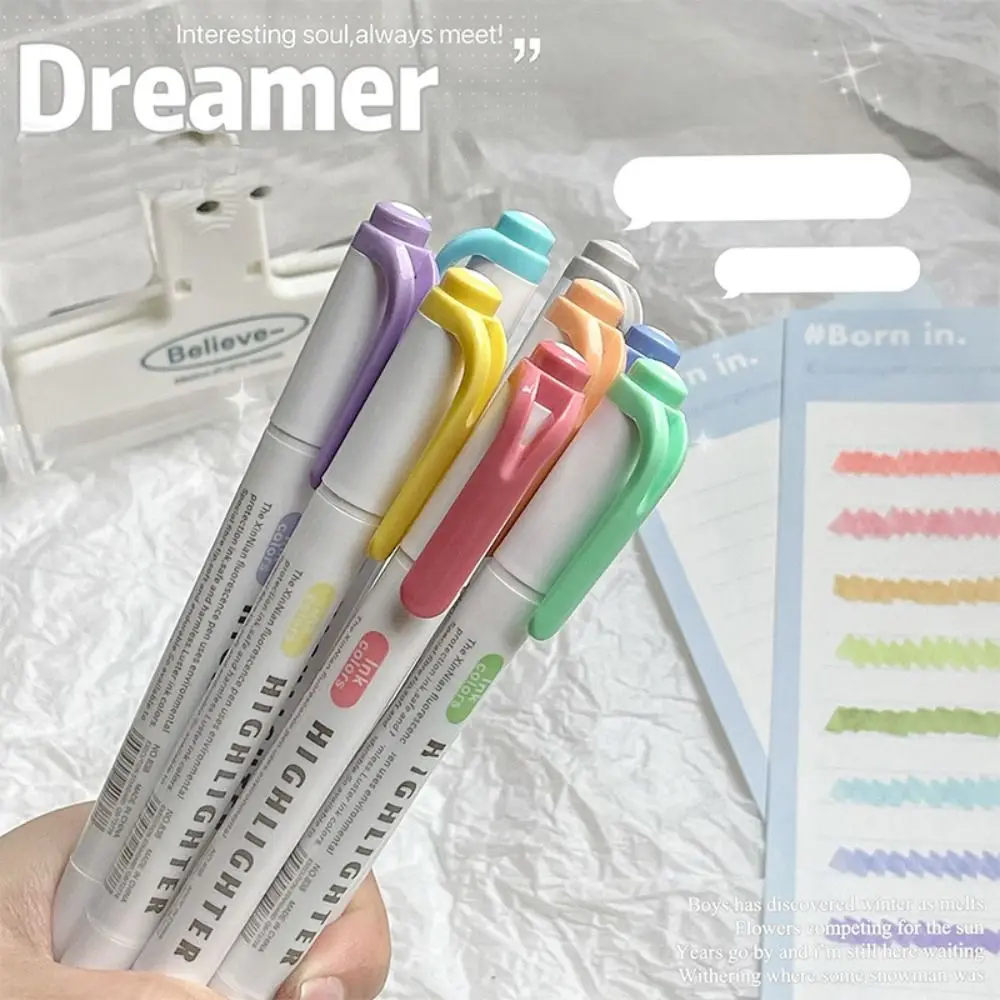 더블 헤드 하이라이터 펜 세트, 드로잉 파스텔 형광 펜, 다채로운 학생 문구, 컬러 마커 펜, 상자 당 5 색