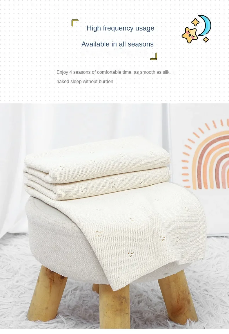Description Picture 3 of itemBaby Blankets Newborn Infant Boys Girls Cotton Stroller Nursery Swaddle Wrap Cover Quilts 90*70cm Toddler Outdoor Throw Play Mat