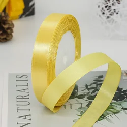 Solid Color Satin Ribbons - Handmade DIY Accessories for Weddings and Gift Wrapping (25 Yards) (Light gold)