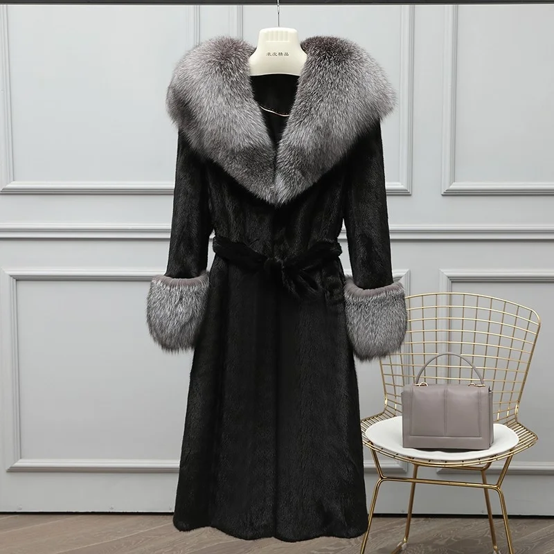 

Collar Women's Winter Coats Fox Mink Fur Coat Women Clothes Korean Fashion Long Warm Female Fur Jacket Casaco Feminino Lq