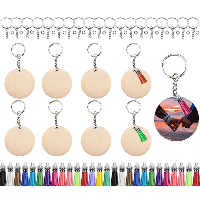 40pcs Round Acrylic Keychain Blanks Set Including Clear Circle Keychains  Blank Key Rings Tassels Jump Chain for DIY Crafts - AliExpress