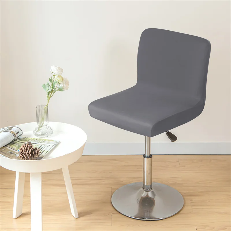 1Pc Water Repellent Bar Chair Cover Anti-dirty Short Back Chair Seat Slipcover Solid Color Armless Stool Protector for Hotel 3