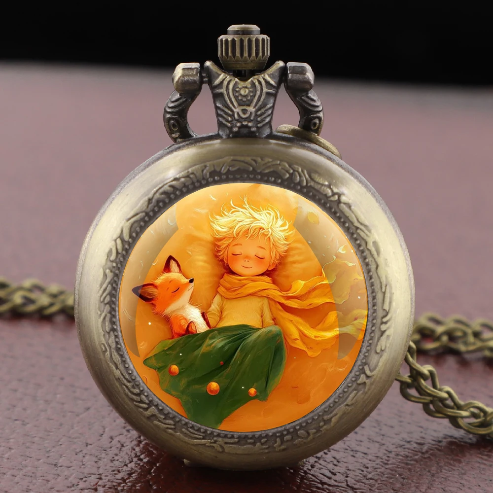 Reloj De bolsillo con cúpula De cristal con cadena y zorro y