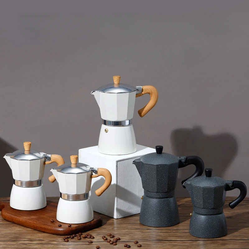 

Винтажный кофейник-Мока 300 мл, кофеварка с деревянной ручкой, кофеварка для эспрессо, котелок для мокко, Классические инструменты для итальянского кафе, кухонные аксессуары