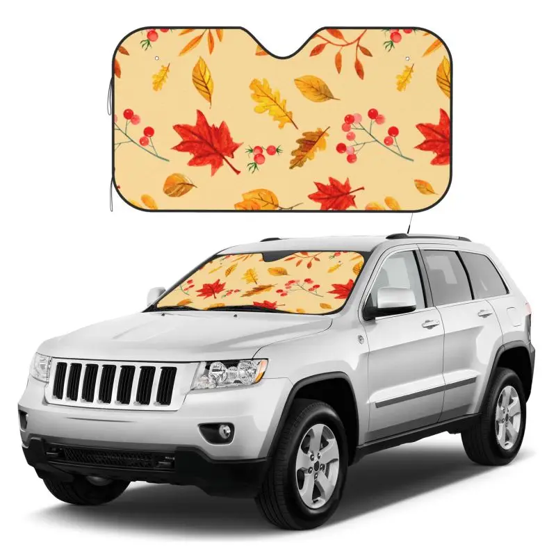 

Autumn leaves pumpkin car sunshade front windshield sun visor auto accessories for most vehicles printed pattern sun visor