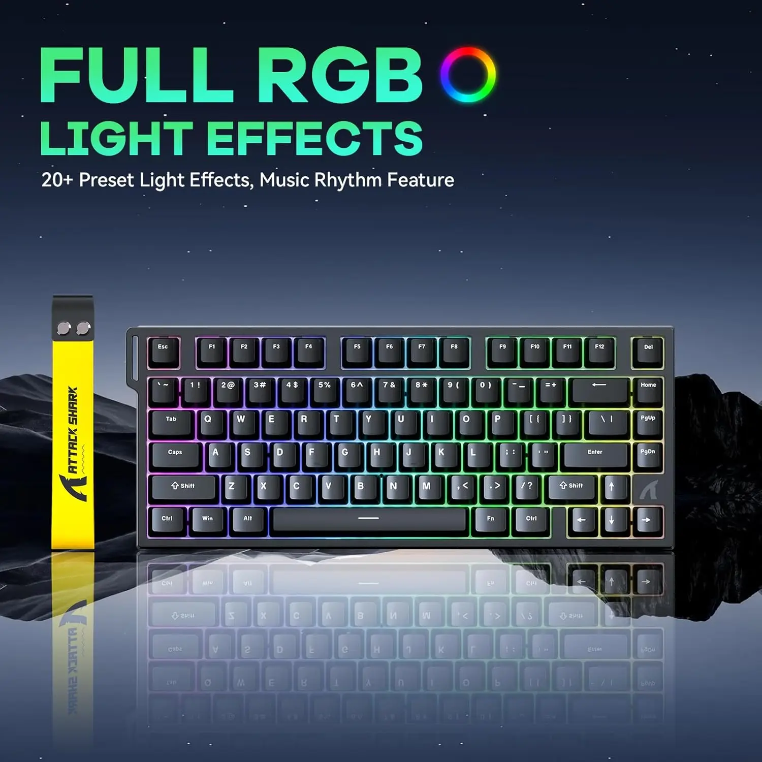 ATTACK SHARK X82PRO HE 75% Draadloos Rapid Trigger Magnetisch Toetsenbord, 8000 Bedraad Gamingtoetsenbord, Hall Effect-schakelaars met Instelbare Activeringspunt, QWERTY, C01 RGB Spiraalkabel -Zwart ATTACK SHARK X82PRO HE 75% Draadloos Rapid Trigger Magnetisch Toetsenbord, 8000 Bedraad Gamingtoetsenbord, Hall Effect-schakelaars met Instelbare Activeringspunt, QWERTY, C01 RGB Spiraalkabel -Zwart