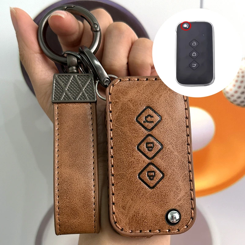 

Leather for Chevrolet Chevy WULING ASTA SUV 3 Button Flip Folding Keyless Remote Car Key Case Cover Fob Bag Keychain Accessories