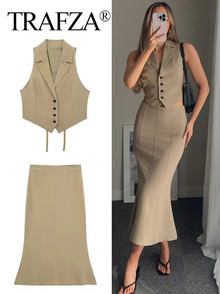 3COLOUR★Sleeveless vest dress irregular long skirt  321 Infftru Irregular Vest Long Dresses Two-Piece Set - Office