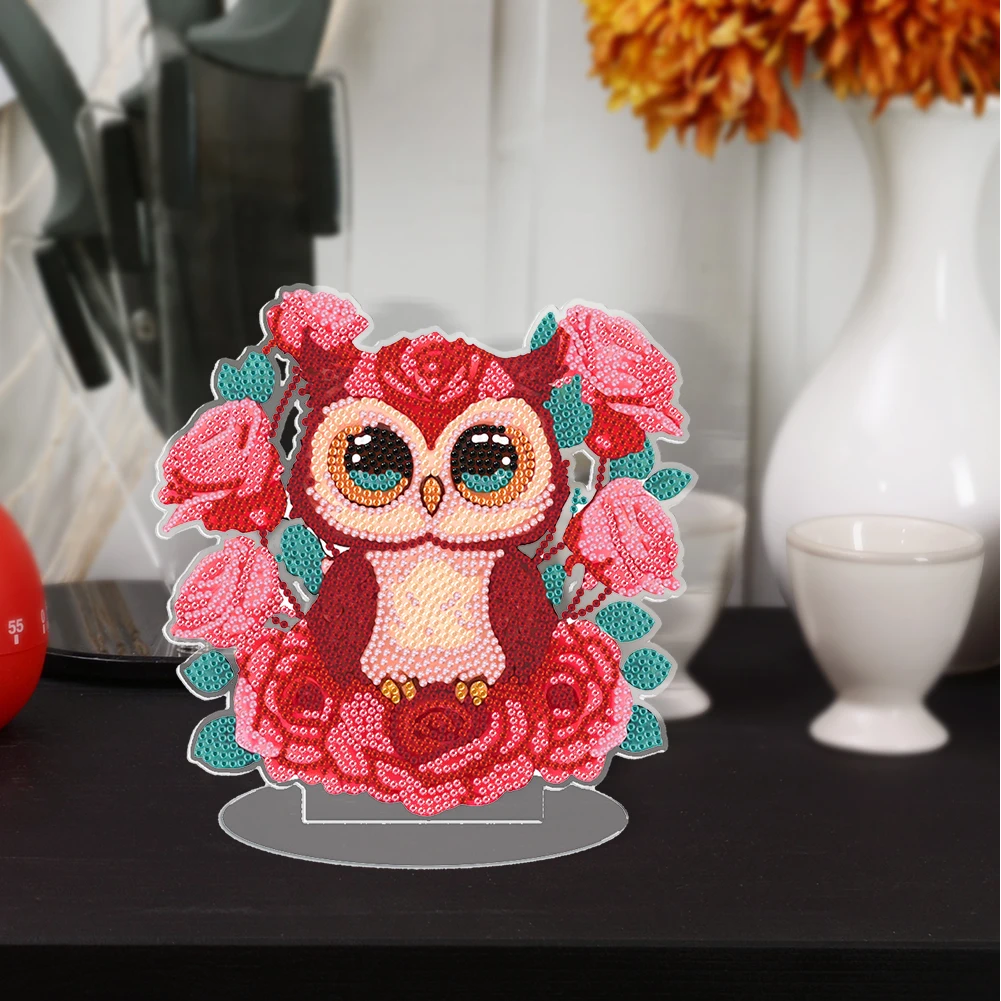 5D DIY Owl Shaped Diamond Painting Kits Gem Arts and Crafts for