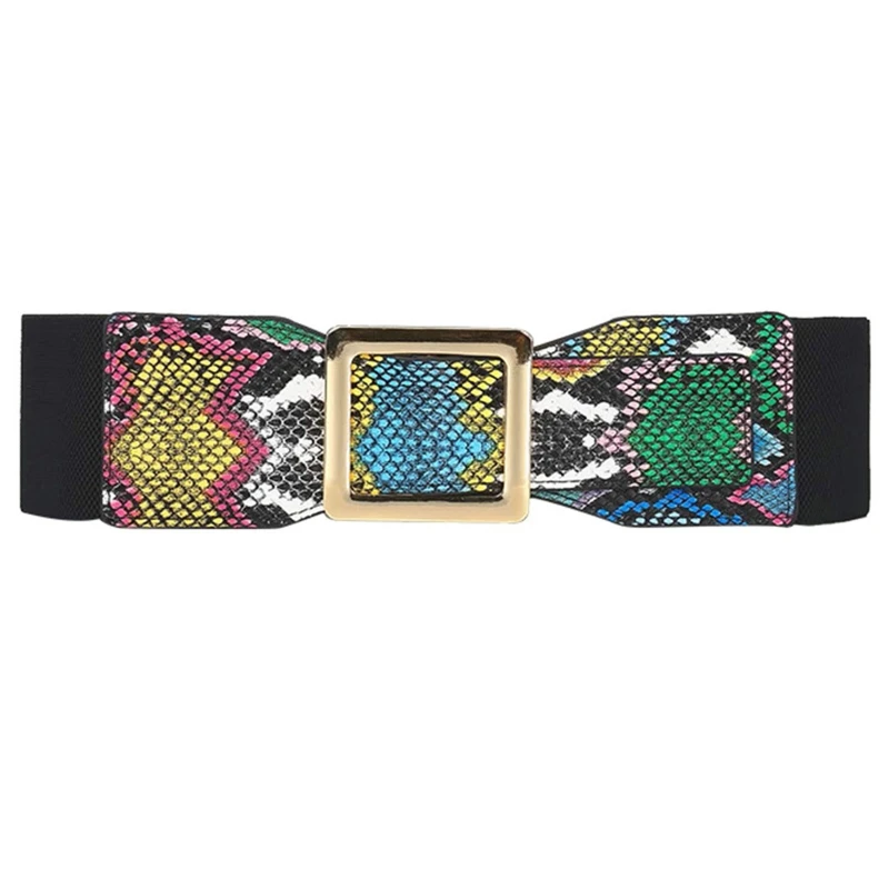 

Ladies Wide Stretchy Belt Retro Buckle Belt Waistband for Jeans Pants