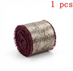 Luxurious Frayed Edged Satin Ribbon with Bronzing - 5 Yards for Elegant Crafts & Special Occasions (Dark red)