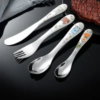 Tableware Set Food Training Spoon Dessert Spoon for Children Feeding Spoon Fork Baby Gadgets Children's Cutlery for Kids 1