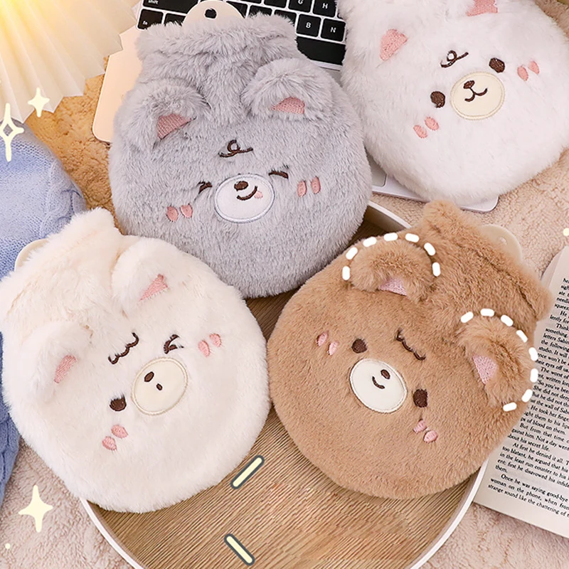 

Cute Bear Hot Water Bag Thickened Cartoon Plush Portable Home Hand Feet Belly Warmer Explosion-Proof Instant Hot Pack for Kids