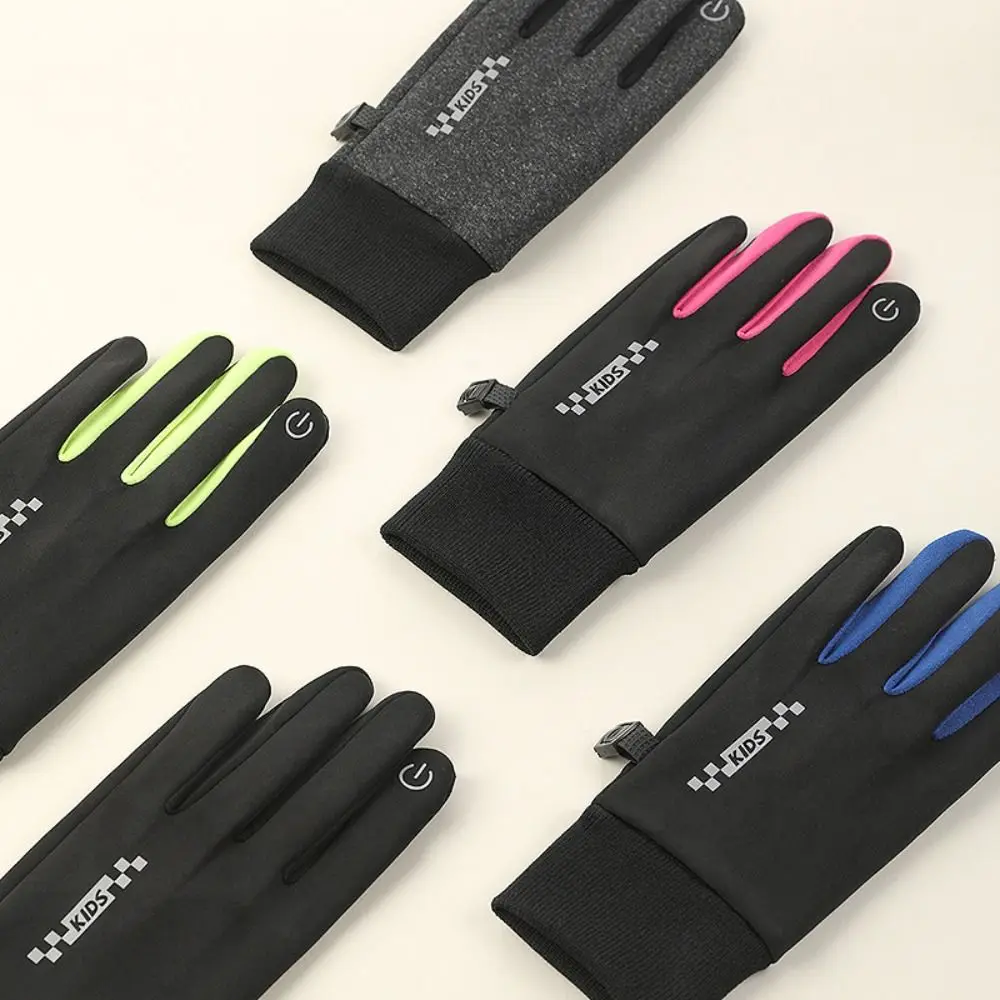 Non-slip Winter Children Bicycle Riding Gloves Touch Screen Full-finger Kids Warm Gloves Cold Wingproof Reflect