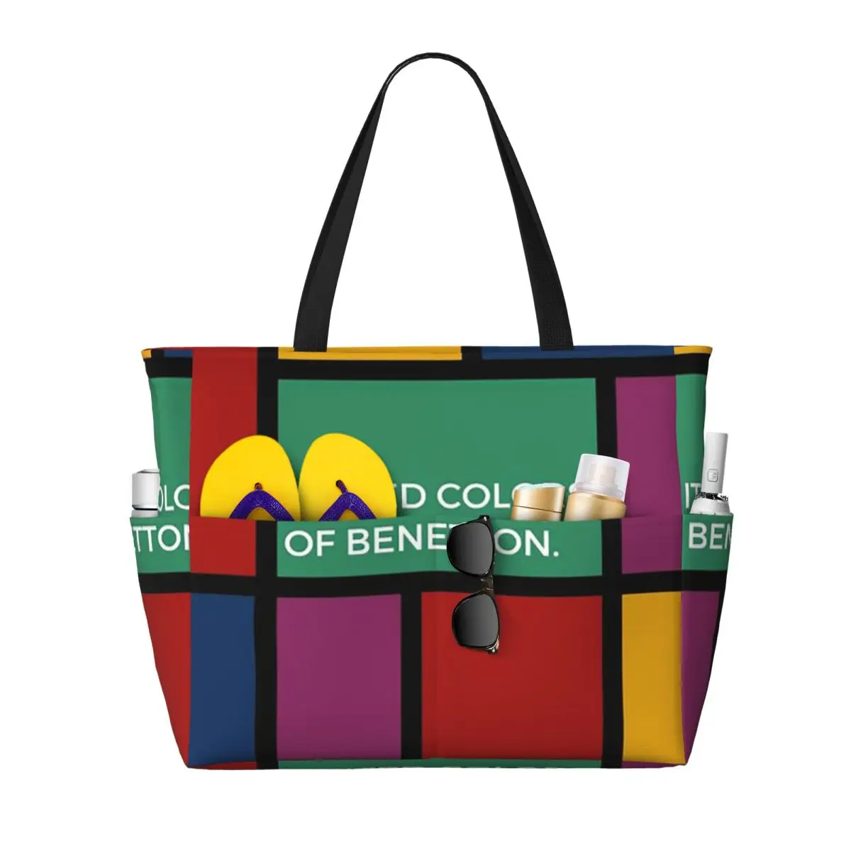 Borsa tote da spiaggia United Colors Of Benetton, borsa tote grande per sport, palestra, yoga, borsa da viaggio per donna, borsa fitness - immagine 2
