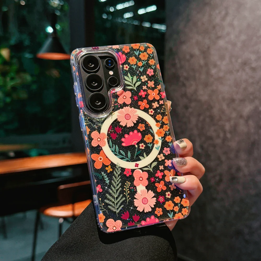 Luxury Aurora Love Magnetic Case with Floral Design