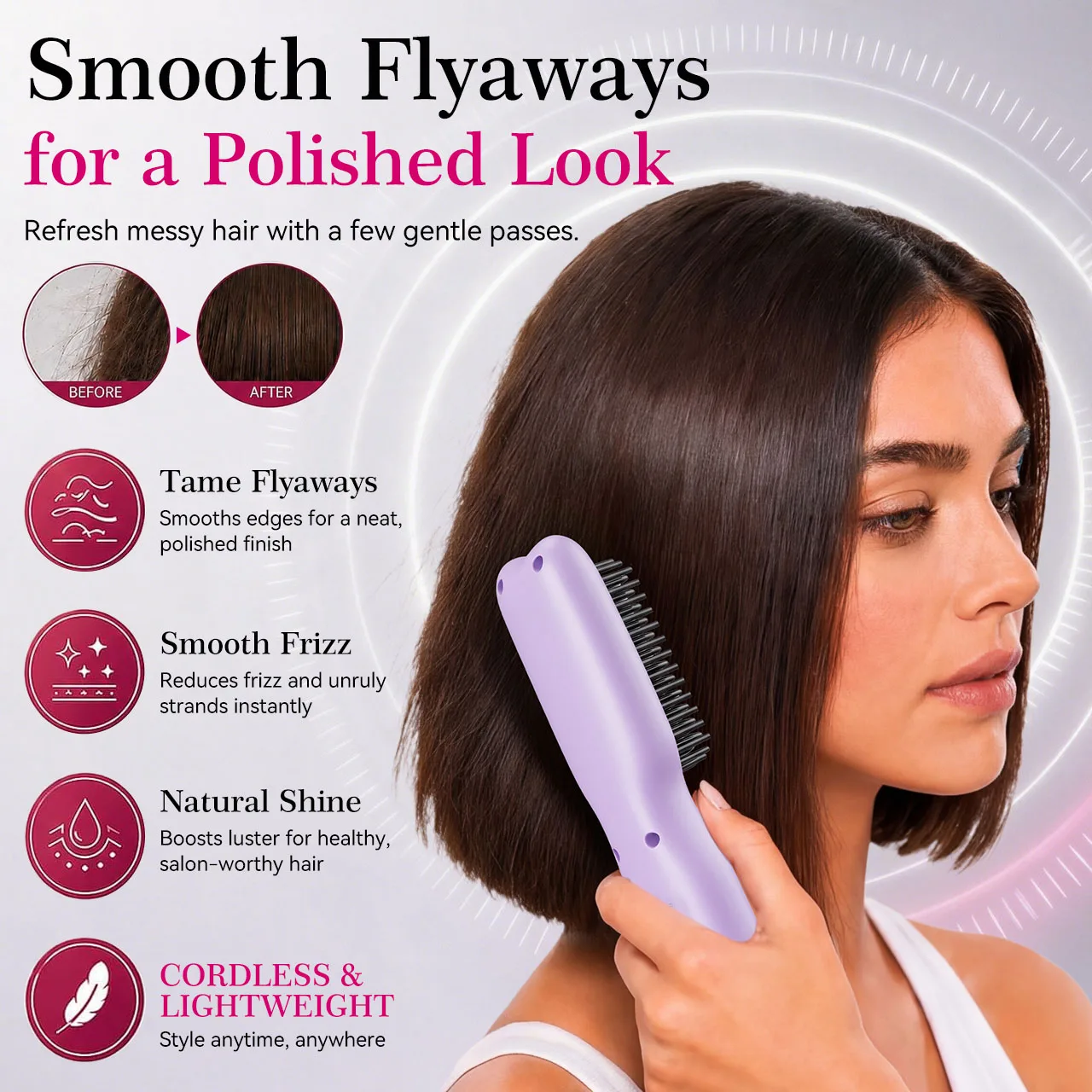 Hatteker Wireless Hair Straightening Comb Portable USB Multi-temperature Control for Straightening And Curling 4