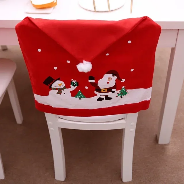 Santa Claus Holiday Hat Chair Cover Christmas Decorations for Home Table Christmas Ornaments Home Decor Xmas Gifts 4