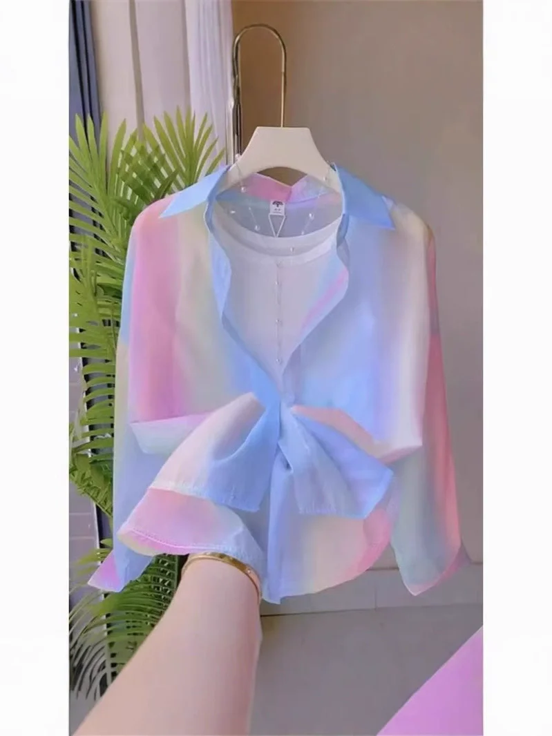 أزياء النساء القمصان خمر زر المحملات بلوزة مثير كب...