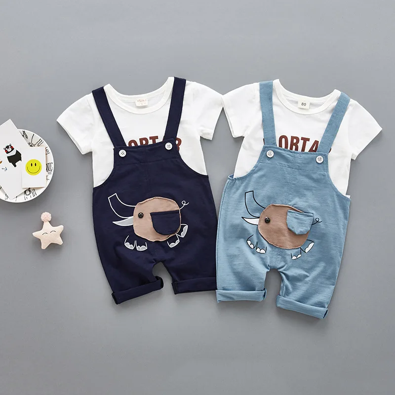 Summer Toddler Baby Boys Clothes Short Sleeve Cotton T-shirt& Overalls For Infant Boy Casual Clothing Costume Kids Tracksuit kids clothing set kids t shirt
