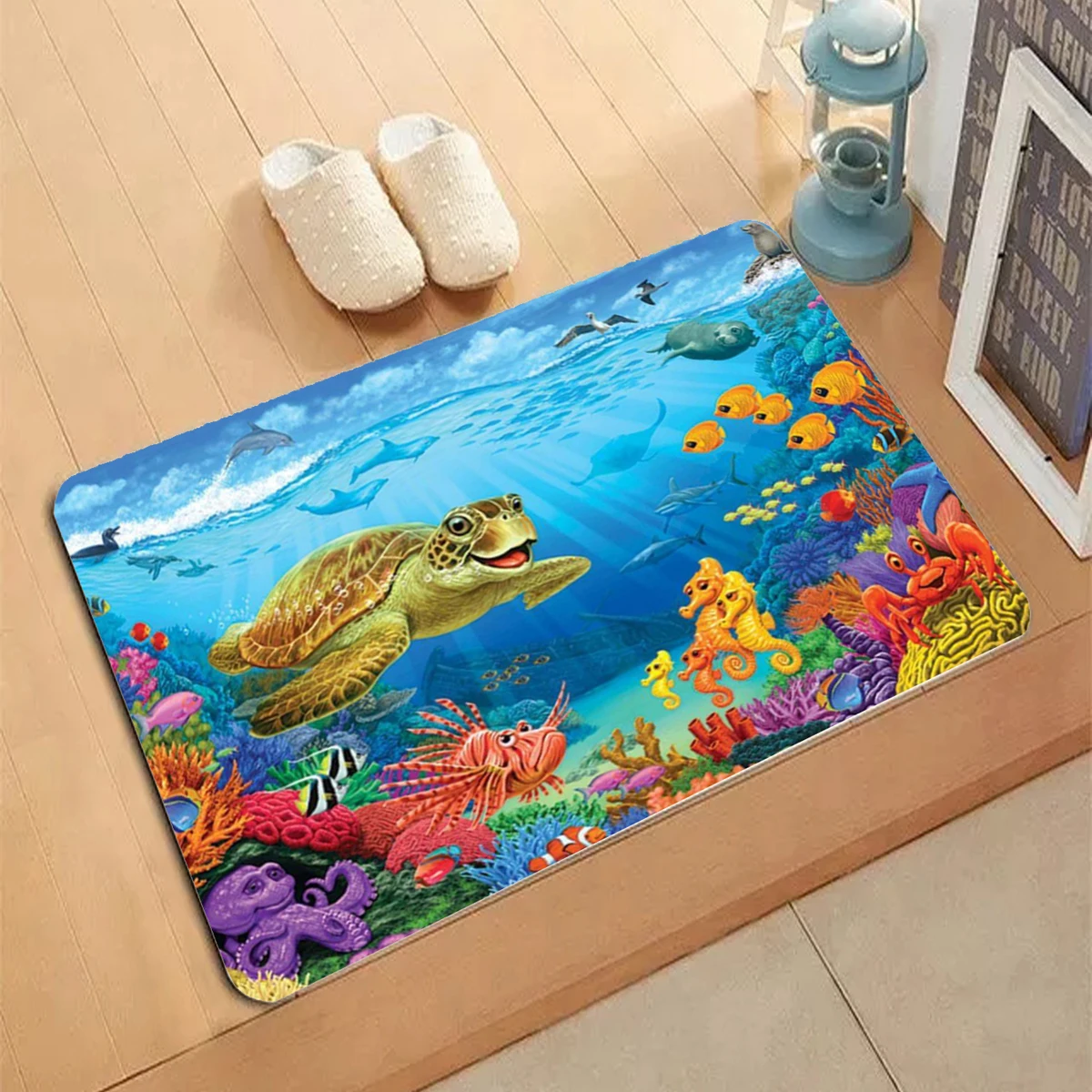 

Marine Organism Carpet Entrance Doormat Non-slip Living Room Kitchen Bedroom Decor Rug ocean Mermaid Sea Turtle Floor Mats