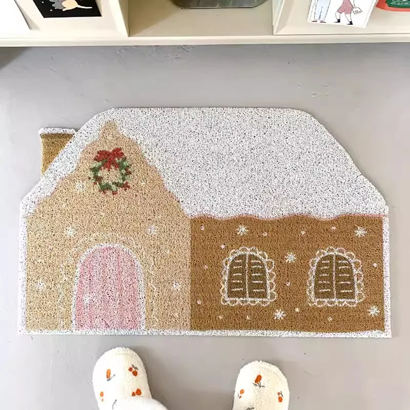 

PVC Cute House Welcome Doormat Cuttable Entrance Mat Rug Carpet Anti Dust Door Floor Tidy Pad Hallway Outdoor Home Decor