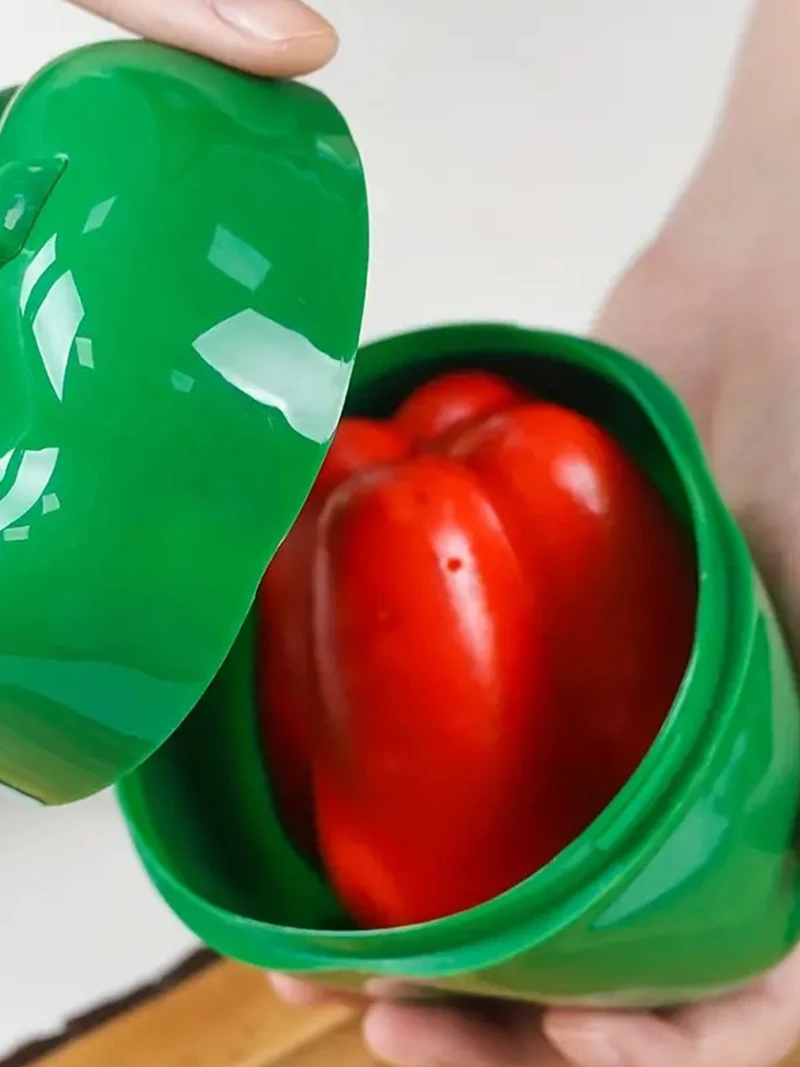 1pc Green Pepper Shaped Plastic Food Preservation Container, Pp