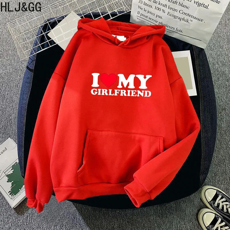 HLJ&GG Spring Casual Letter Print Hooded Sweatshirts Women Round Neck Long Sleeve Pocket Loose Pullover Female Sporty Streetwear