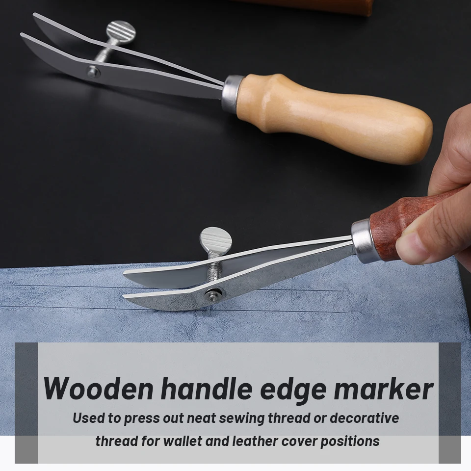 Leather Tool Adjustable Edge Creaser Scriber Scalloped Crimper for DIY Stitching