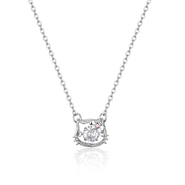Sanrio Hello Kitty Diamond Necklace Kawaii Kitty Ring Female Jewelry  Fashion Sweater Chain Student Necklace Ring Girlfriend Gift - Walmart.com