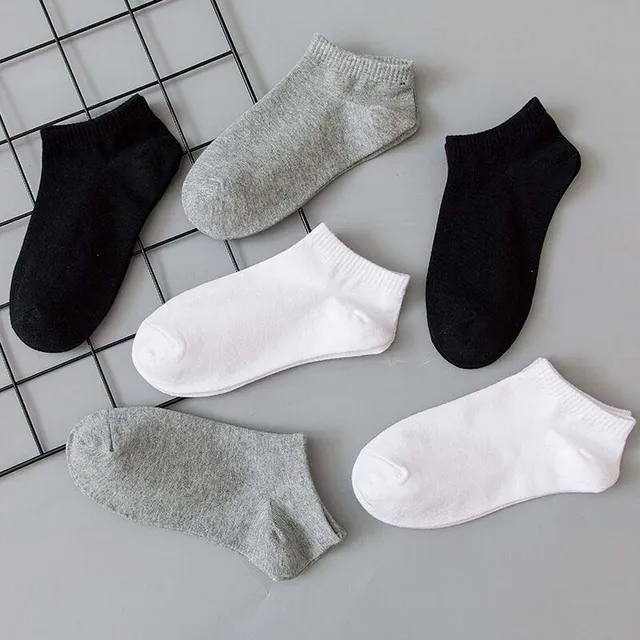 Calcetines deportivos transpirables para hombre y mujer, medias tobilleras cómodas de algodón, Color sólido, blanco y negro, 5 pares - Image 2