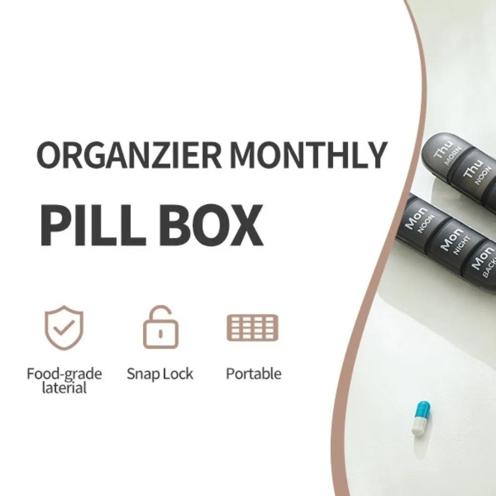 21/28 Grids 7-Day Pill Box Sealed Large Capacity Weekly Pill Organizer Daily Compartments Separate Container Travel Pill Case