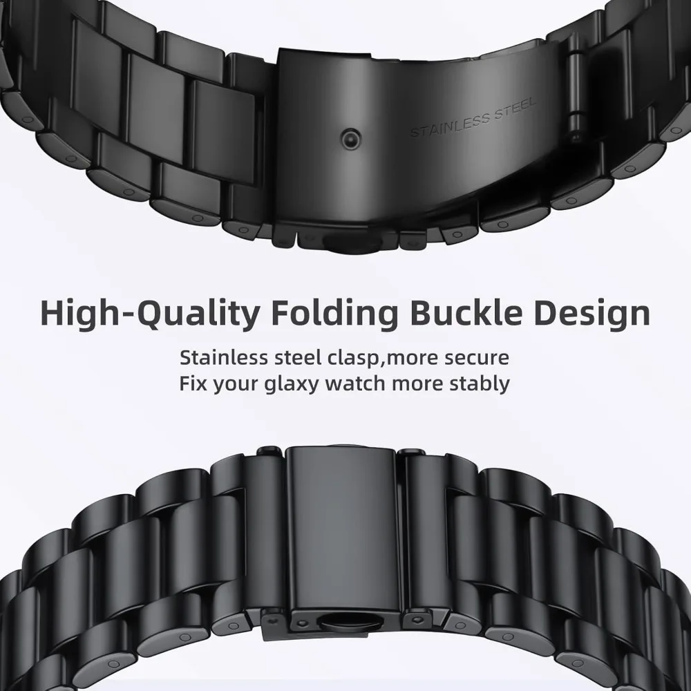 Premium Stainless Steel Watch Band with Tempered Glass Case Cover - Universal 44mm/40mm Replacement Strap