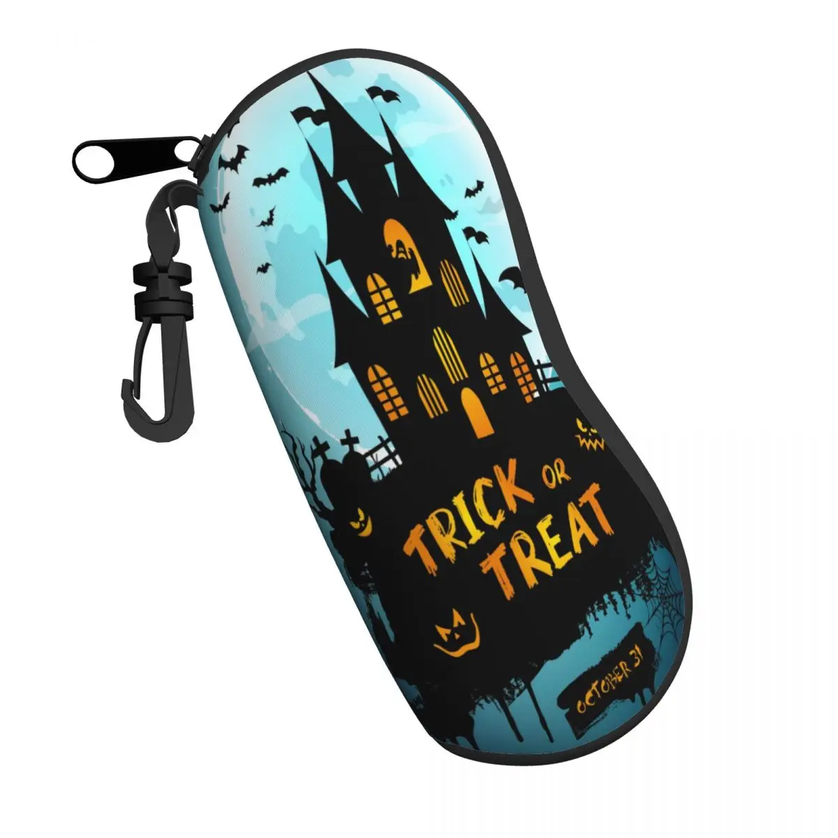 

Eyewear Case Cover for Sunglasses Halloween Night With Creepy Castle Pumpkins Eyeglasses Case Reading Glasses Box With Zipper