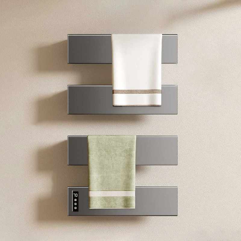 Bathroom Towel Warmer Temperature Control Timing Electric Towel Rack Hidden/Exposed Wires Electric Heated Rail