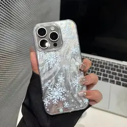Elegant Winter White Snowflakes Phone Case with Chiffon Texture - Poco X5 (T12614)