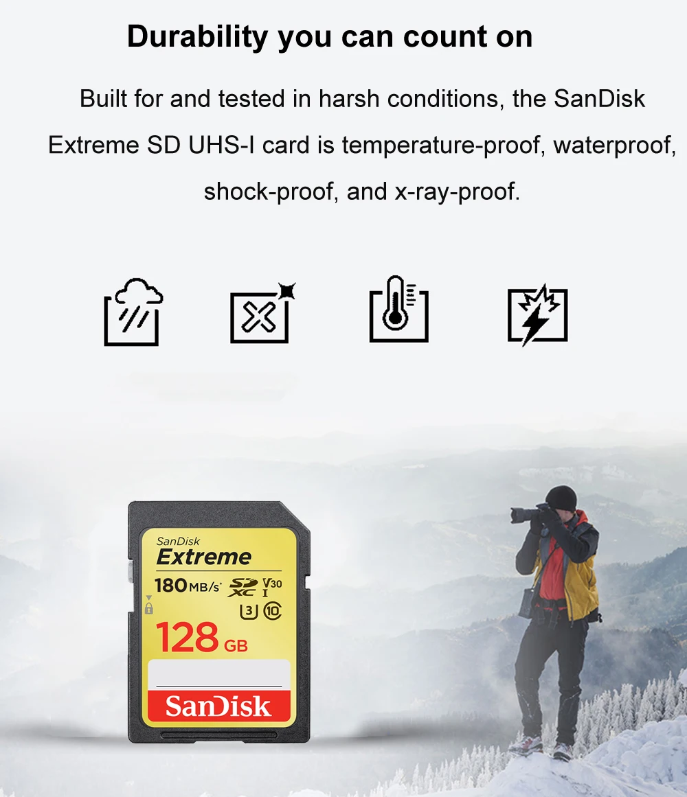 SanDisk-Cartão SD para Câmera, Cartão de Memória,