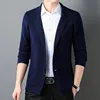 Men 100% Super Fine Merino Wool Blazer Coat 2024 Spring Autumn Knitted Pure Wool Man Single Breasted Cardigan 2