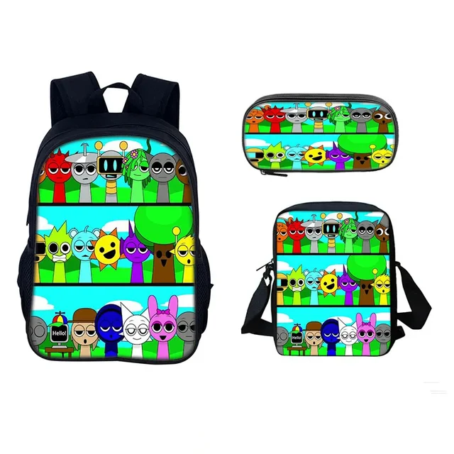 3pcs set Sprunki Backpack Incredibox Schoolbag Cartoon Single Layer Sprunki Back - 第 20/23 張圖片