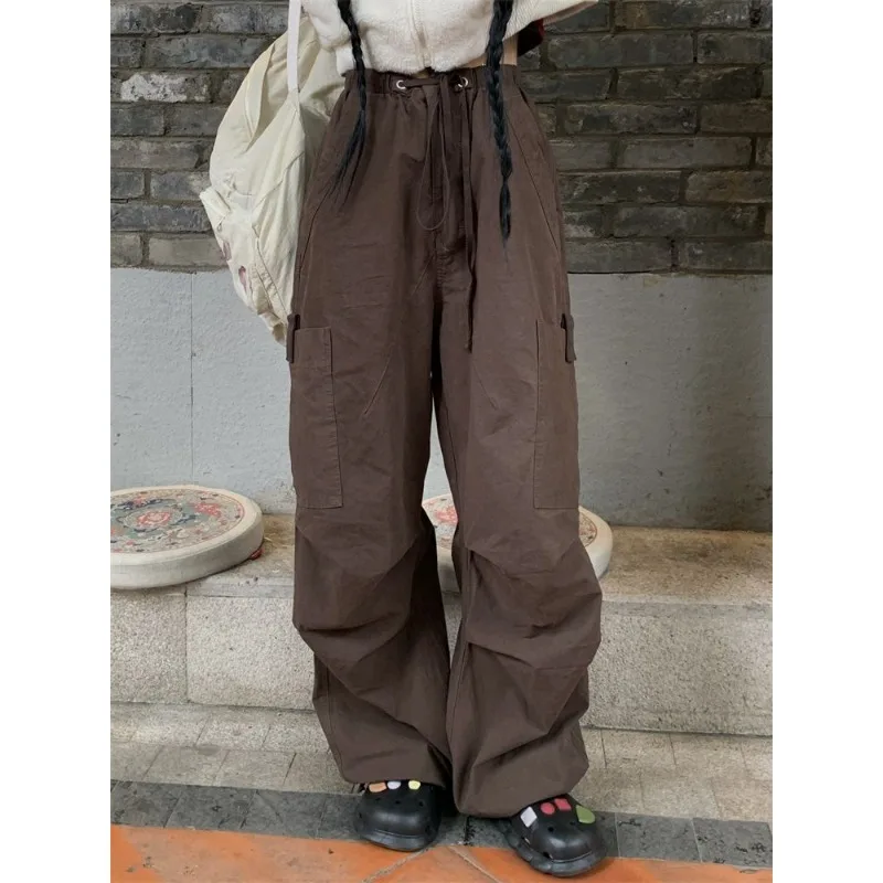 

Deeptown Vintage Cargo Parachute Pants Y2k Streetwear Korean Women's Wide Joggers Trousers Oversize Hippie Harajuku Casual Retro