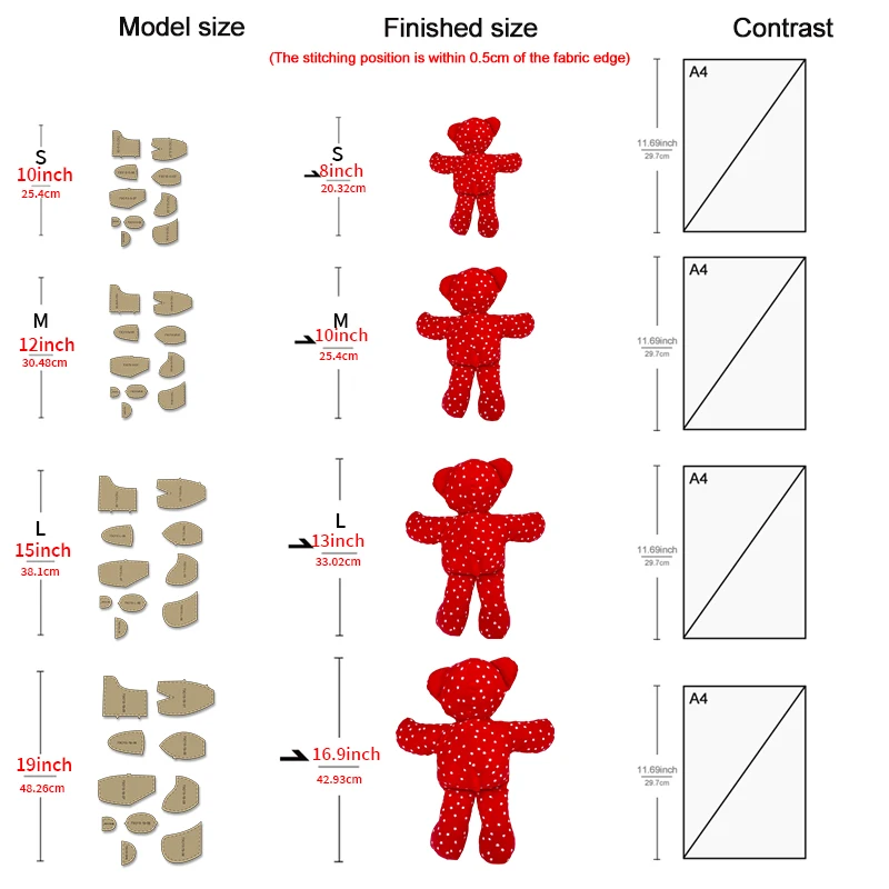 NUBECOM 10pcs Creative Bear Making Kraft Stencil Craft Kit DIY Memory Bear Pattern Quilting Templates Sewing Tool Kit Decoration