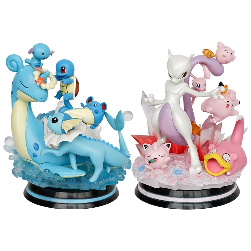 

Pokemon Mew Mewtwo Lapras Squirtle Vulpix Charmander Jigglypuff Ornament Model Glowing Japanese Anime Character Figure Toy Gift