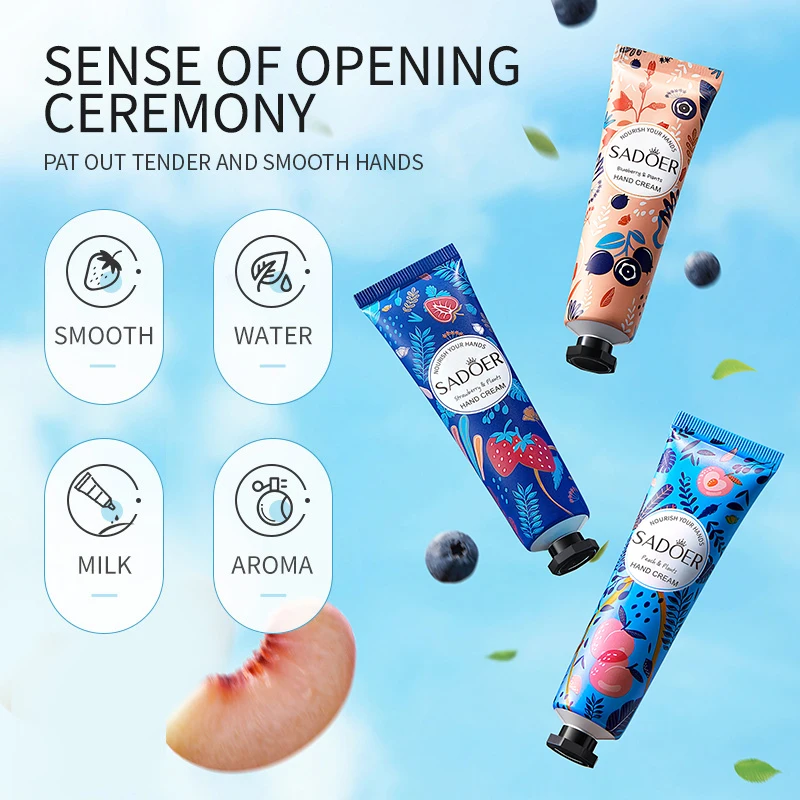 5pcs/set SADOER Fruit Fragrance Hand Cream Sets Moisturizing Anti Peeling Anti-wrinkles Hand Creams Kit Hands Skin Care Products