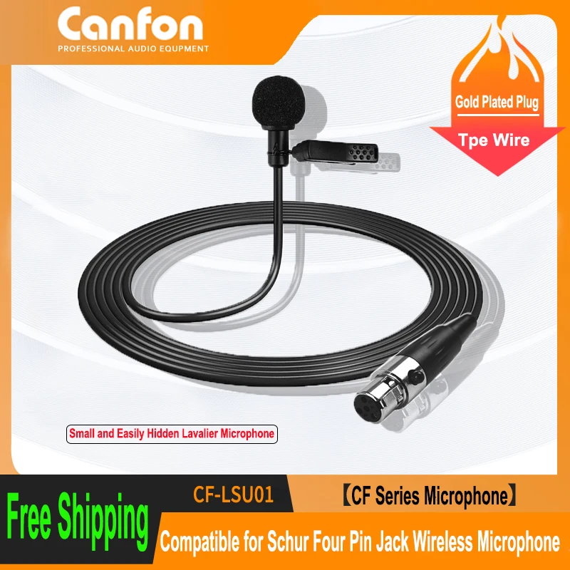 

Canfon Omnidirectional Condenser Lavalier Microphone Compatible for Shure four Pin XLR Audio Input jack Wireless System